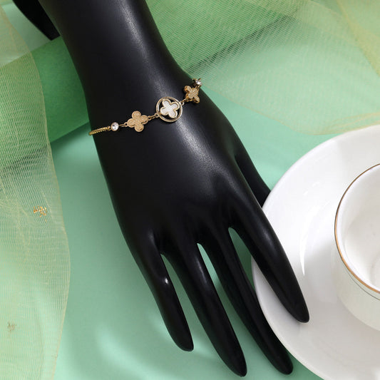 Elegant Shine Gold Color Stainless Steel 18k Gold Plated Demi Fine Bracelet