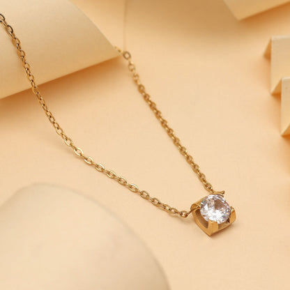 White Color Stainless Steel 18k Gold Plated Demi Fine Pendant