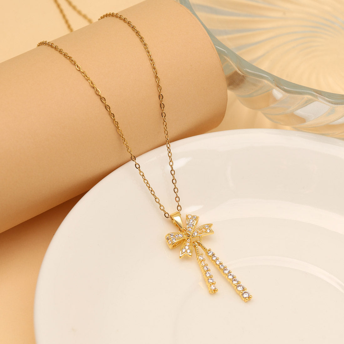 Gold Color Stainless Steel 18k Gold Plated Demi Fine Pendant