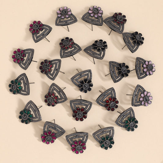 Assorted Color 11 Pairs Of Black Antique Earrings (DRKDE121CMB)