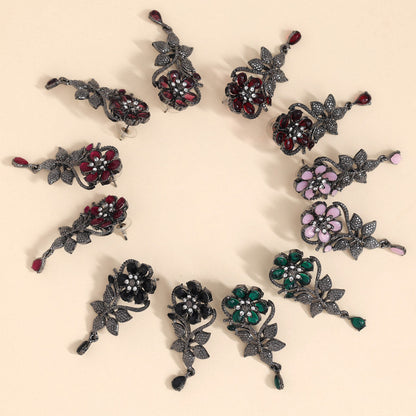 Assorted Color 6 Pairs Of Black Antique Earrings (DRKDE122CMB)