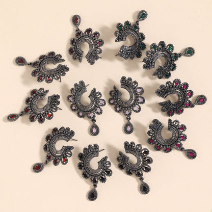 Assorted Color 6 Pairs Of Black Antique Earrings (DRKDE127CMB)