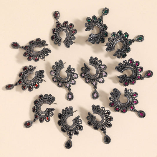 Assorted Color 6 Pairs Of Black Antique Earrings (DRKDE127CMB)