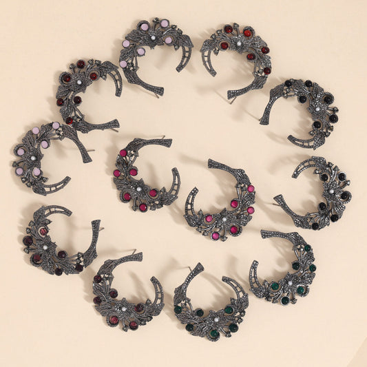 Assorted Color 6 Pairs Of Black Antique Earrings (DRKDE131CMB)