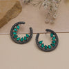 Green Color Black Antique Earrings (DRKDE162GRN)