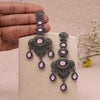 Pink Color Black Antique Earrings (DRKDE166PNK)