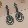 Green Color Black Antique Earrings (DRKDE167GRN)