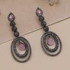 Pink Color Black Antique Earrings (DRKDE167PNK)