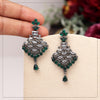 Green Color Black Antique Earrings (DRKDE168GRN)