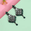 Green Color Black Antique Earrings (DRKDE168GRN)