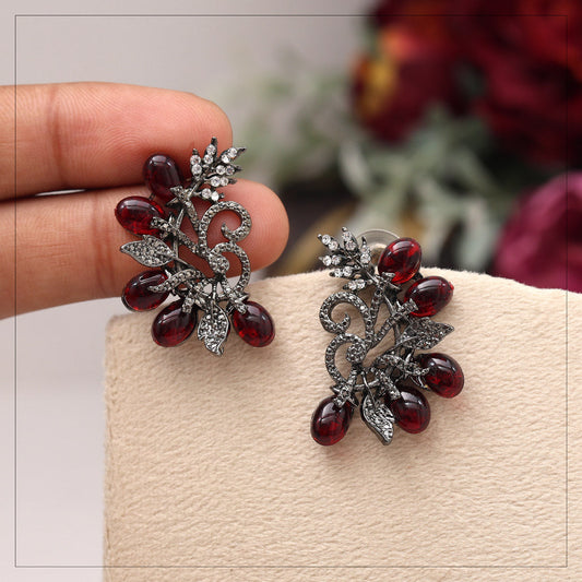 Maroon Color Black Antique Earrings (DRKDE171MRN)