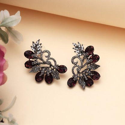 Purple Color Black Antique Earrings (DRKDE171PRP)