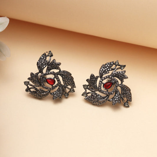 Orange Color Black Antique Earrings (DRKDE172ORG)