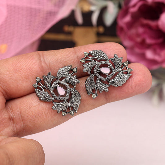 Pink Color Black Antique Earrings (DRKDE172PNK)