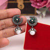 Green Color Black Antique Earrings (DRKDE173GRN)