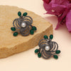 Green Color Black Antique Earrings (DRKDE174GRN)