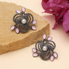 Pink Color Black Antique Earrings (DRKDE174PNK)