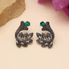 Green Color Black Antique Earrings (DRKDE176GRN)