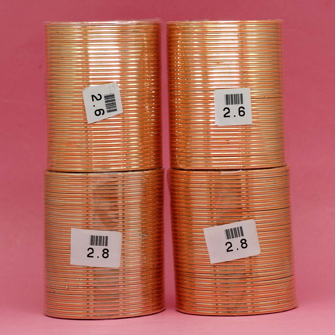 Peach Color 4 Set Of Fashion Bangles Combo Size(2 Set Of 2.6, 2 Set Of 2.8) FB201CMB