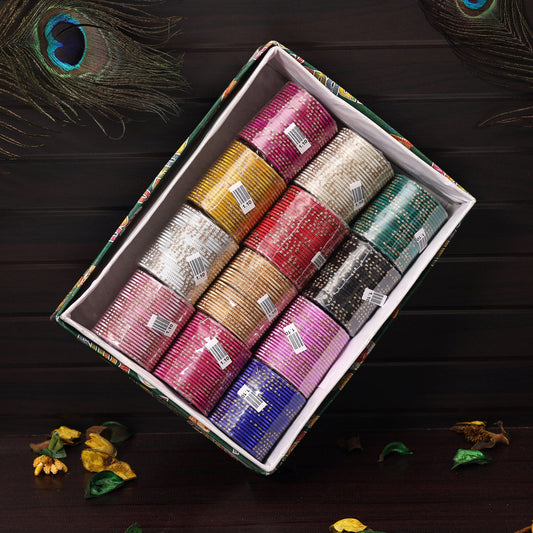 Assorted Color & Design 12 Set Of Kids Bangles Combo Size: 1.10
