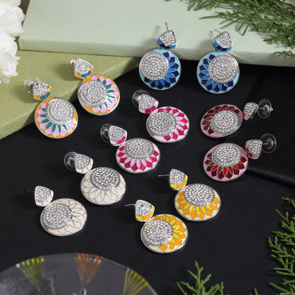 Assorted Color Meena Work 6 Pairs Of Fashion Earrings (FE102CMB)