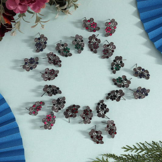 Assorted Color 12 Pairs Of Fashion Earrings