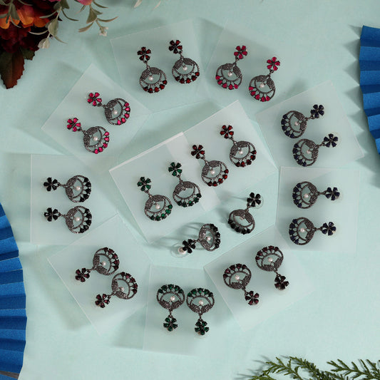 Assorted Color 12 Pairs Of Fashion Earrings