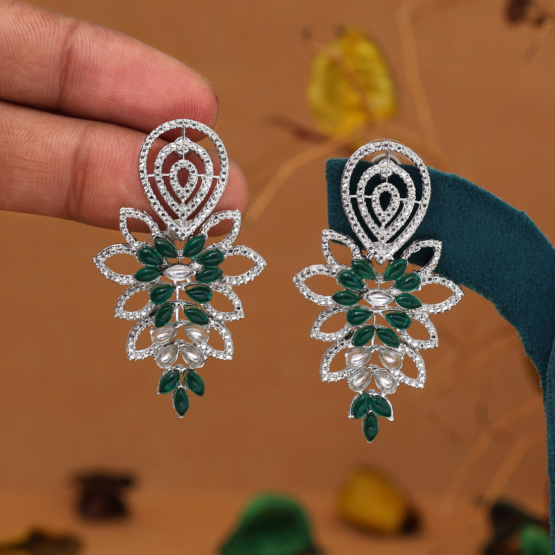 Green Color Fashion Earrings (FE107GRN)