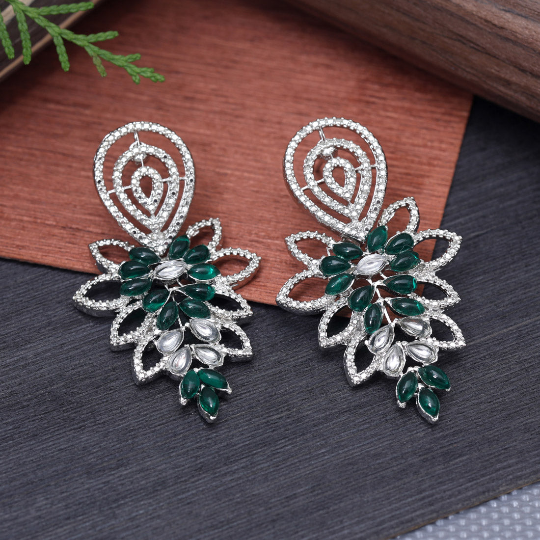 Green Color Fashion Earrings (FE107GRN)