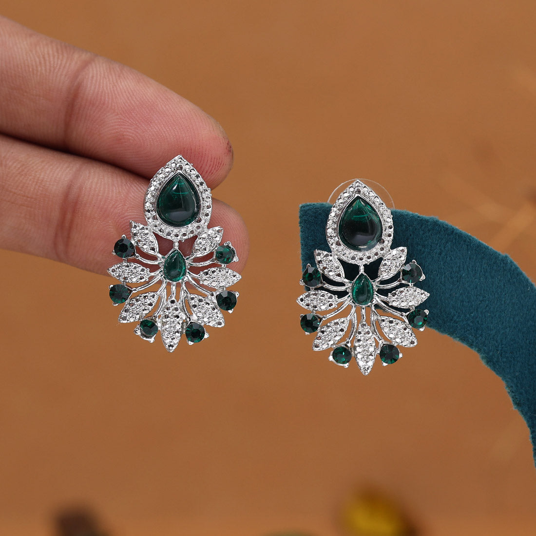Green Color Fashion Earrings (FE109GRN)