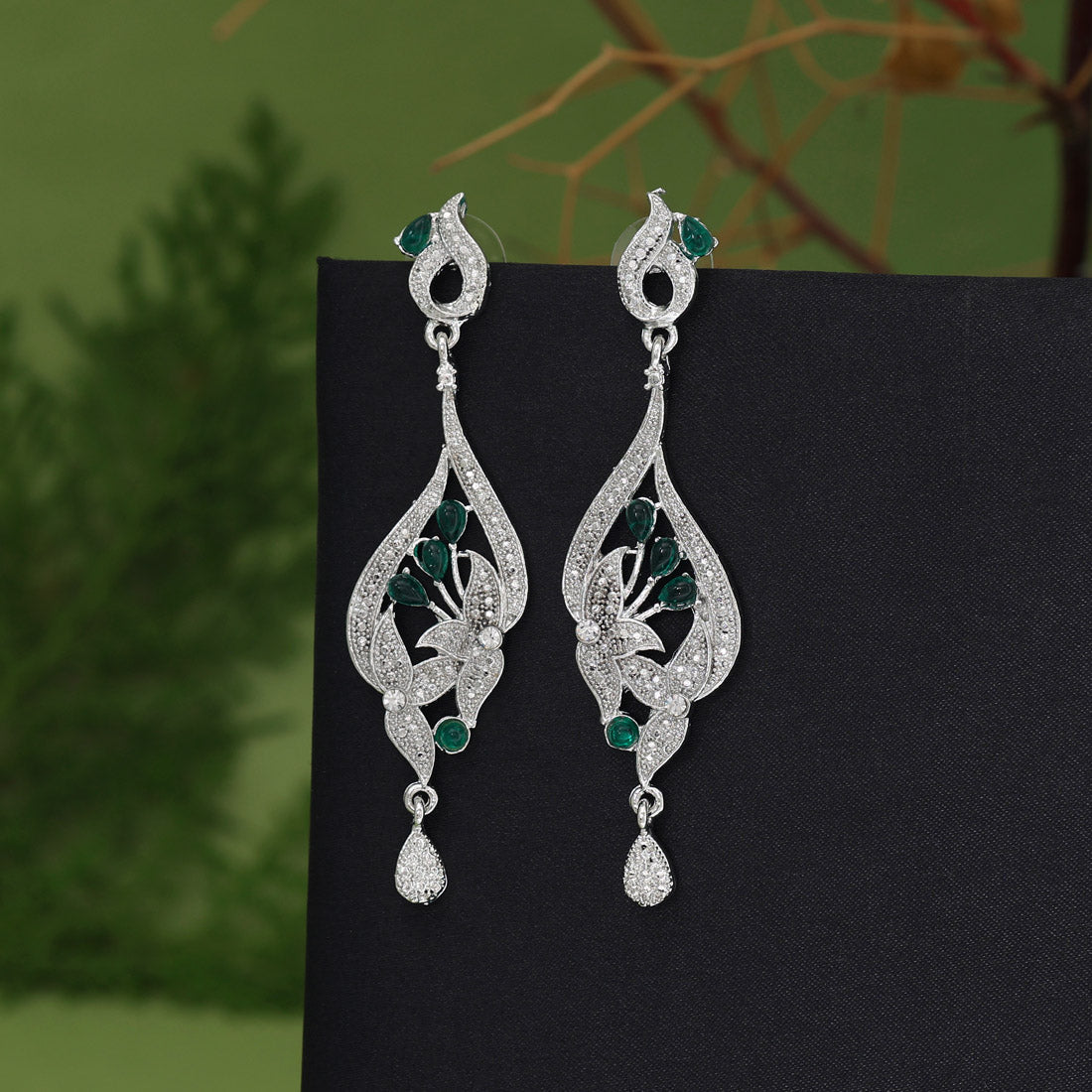 Green Color Fashion Earrings (FE110GRN)