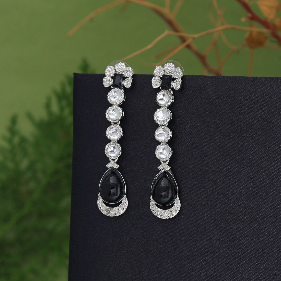 Black Color Fashion Earrings (FE113BLK)
