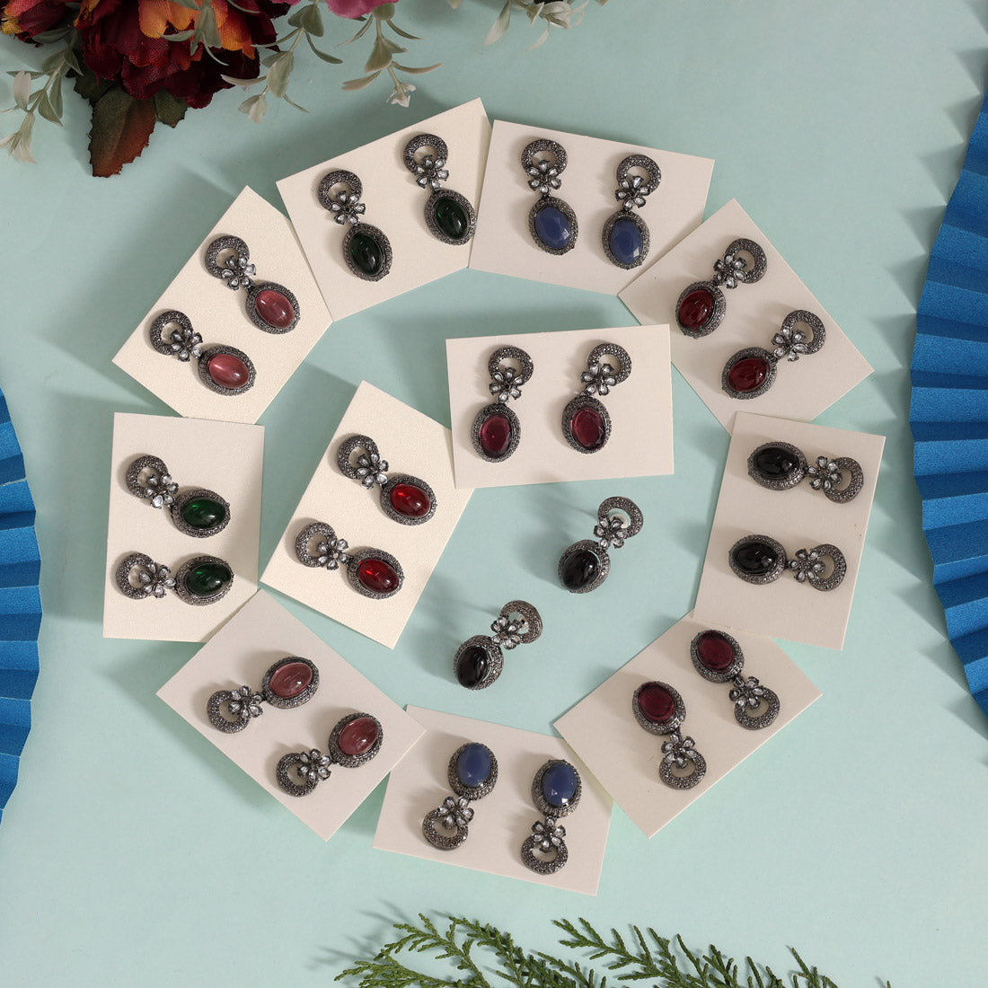 Assorted Color 12 Pairs Of Fashion Earrings