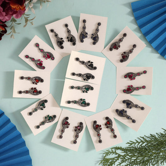 Assorted Color 12 Pairs Of Fashion Earrings