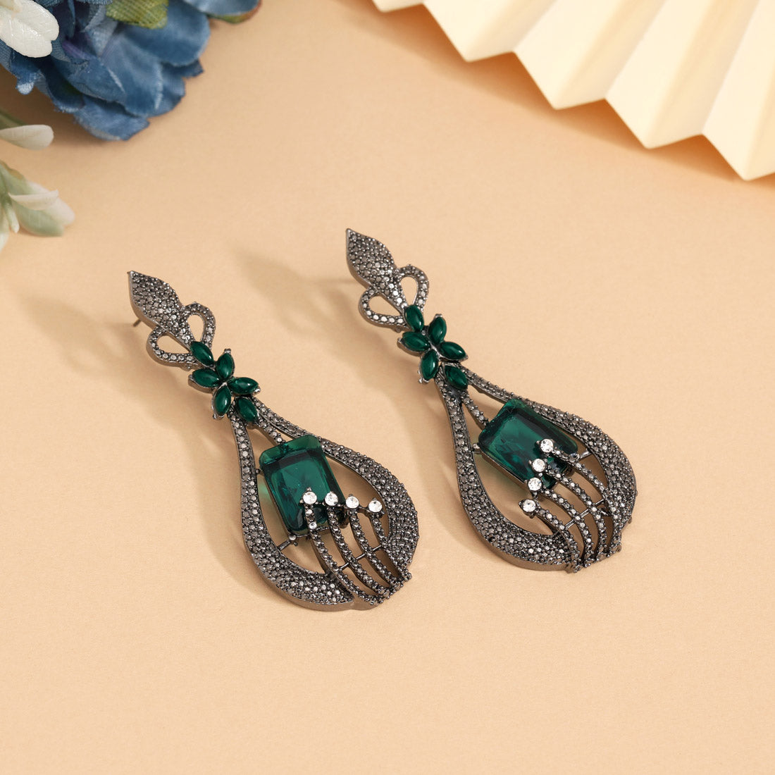 Green Color Fashion Earrings