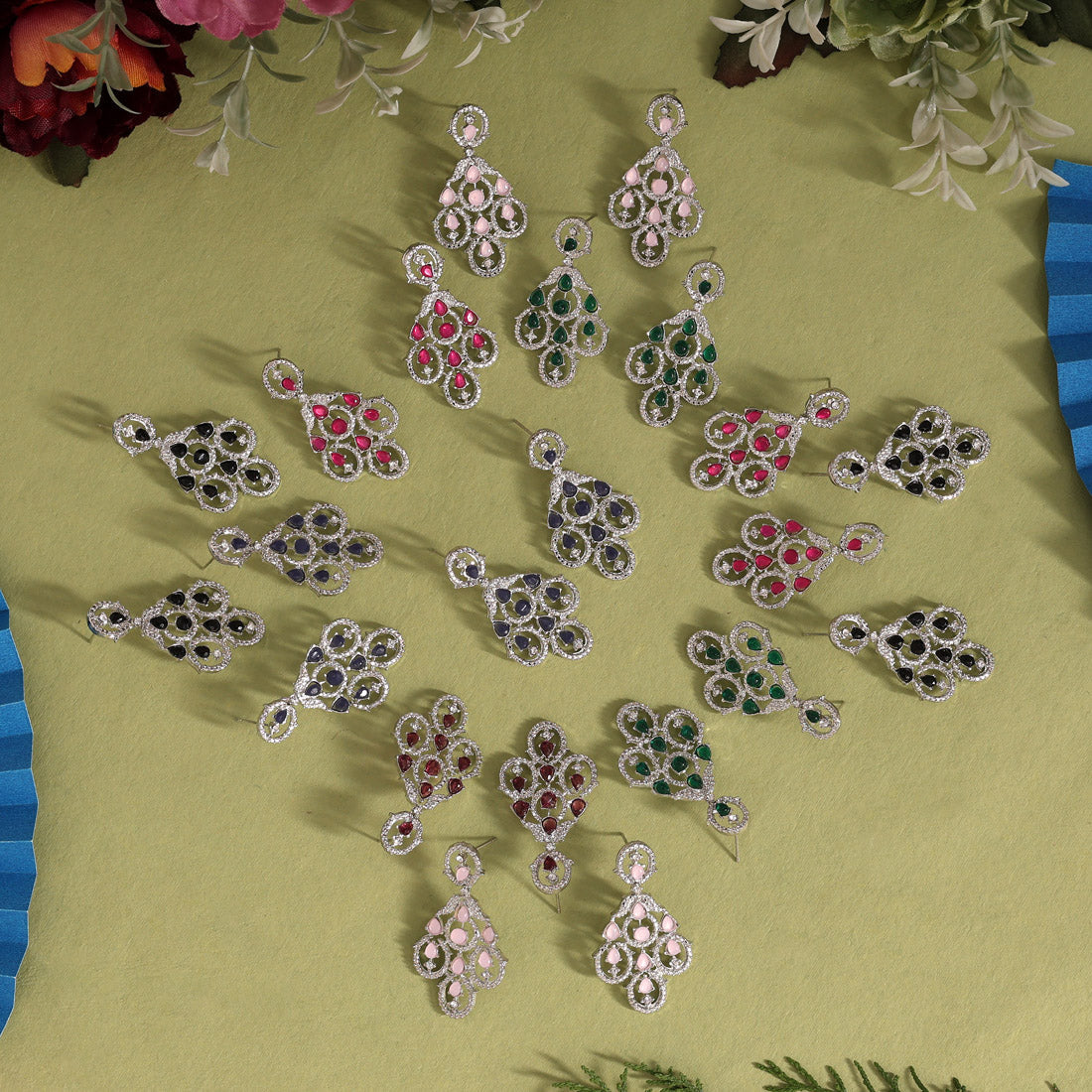 Assorted Color 11 Pairs Of Fashion Earrings