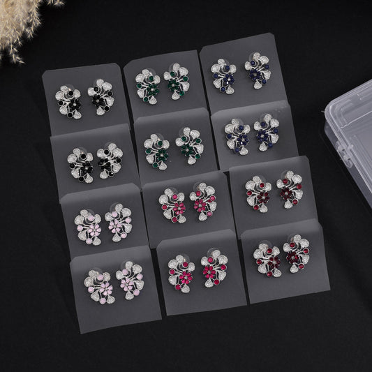12-Pair Assorted Color Fashion Earrings for Every Look