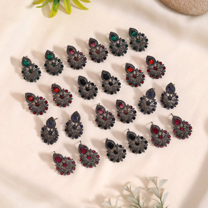 Beautiful Assorted Color 12 Pairs Of Sparkling Fashion Earrings Gift Set