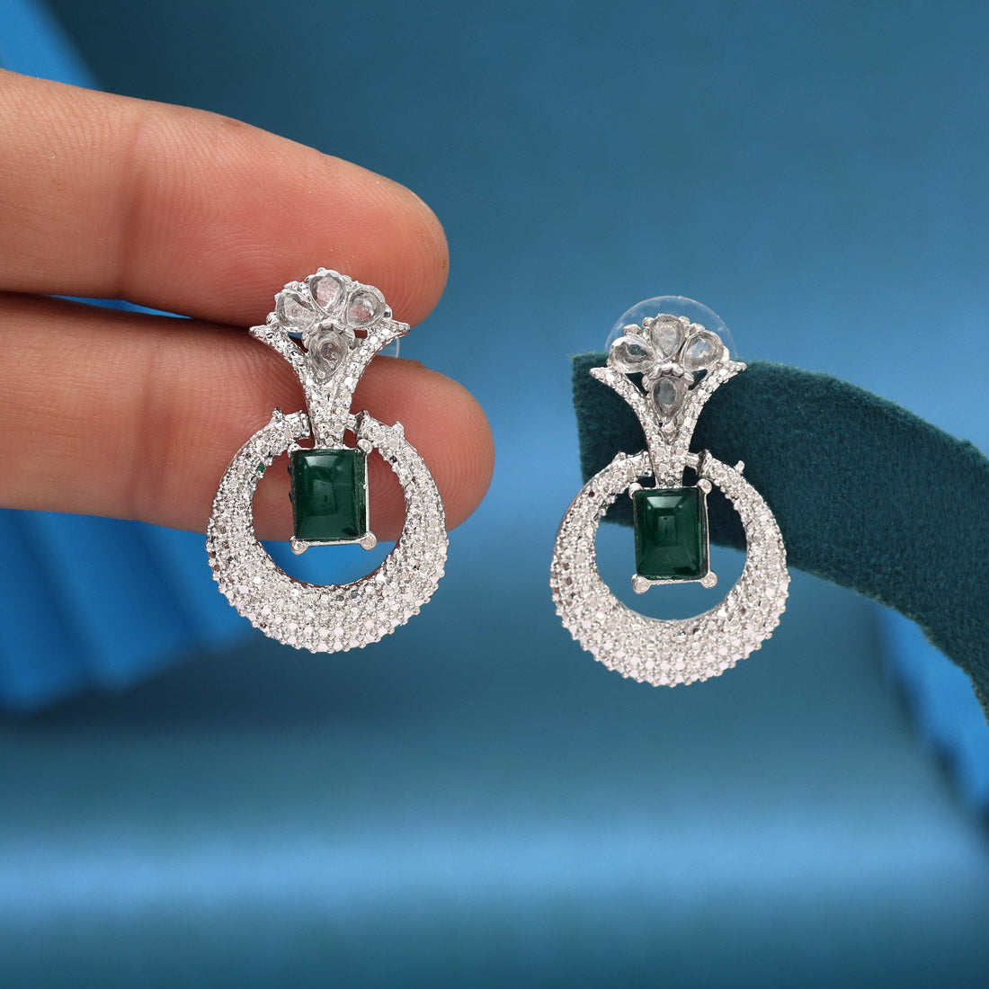 Green Color Fashion Earrings