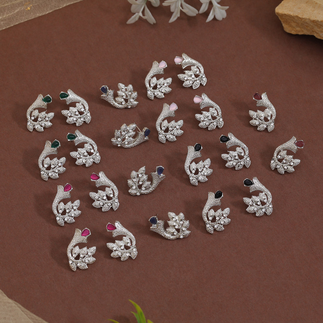 Assorted Color Collection Of 11 Pairs Of Unique Fashion Earrings Styles