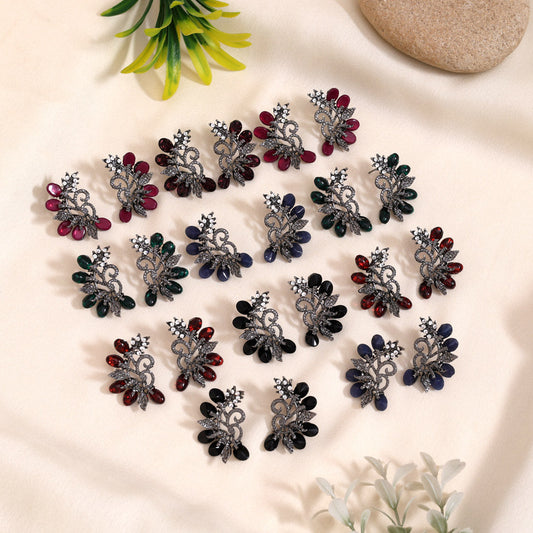 Feminine Assorted Color 11 Pair Set Of Chic Daily Fashion Earrings