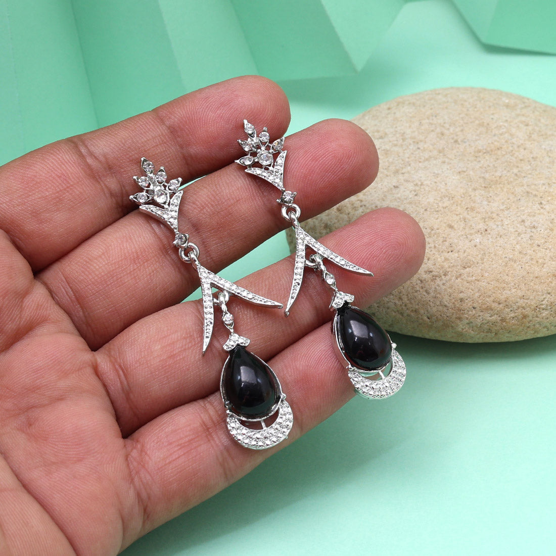 Black Color Fashion Earrings With A Bold And Timeless Appeal