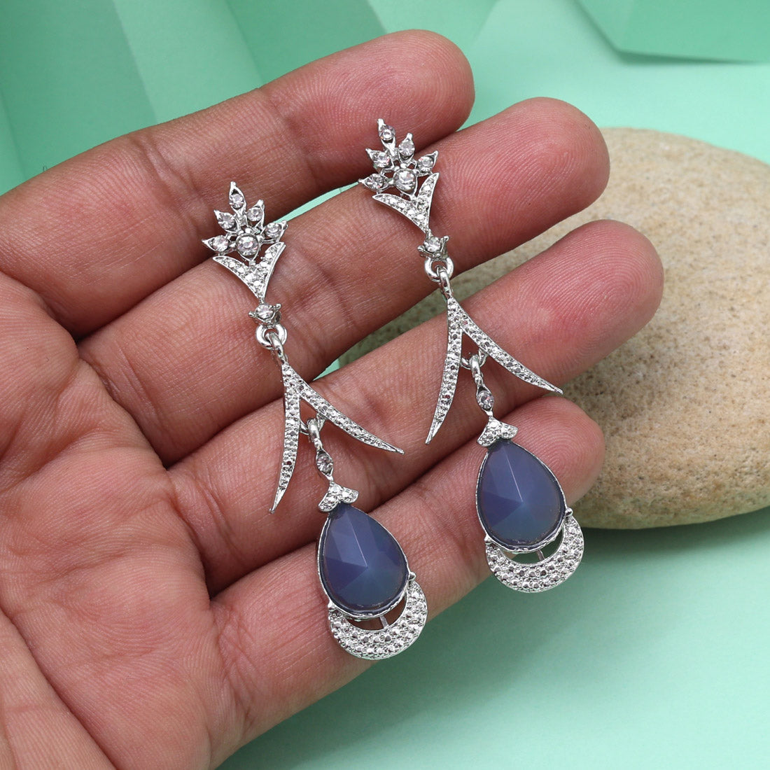 Blue Color Fashion Earrings For Elegant Evening And Casual Occasions