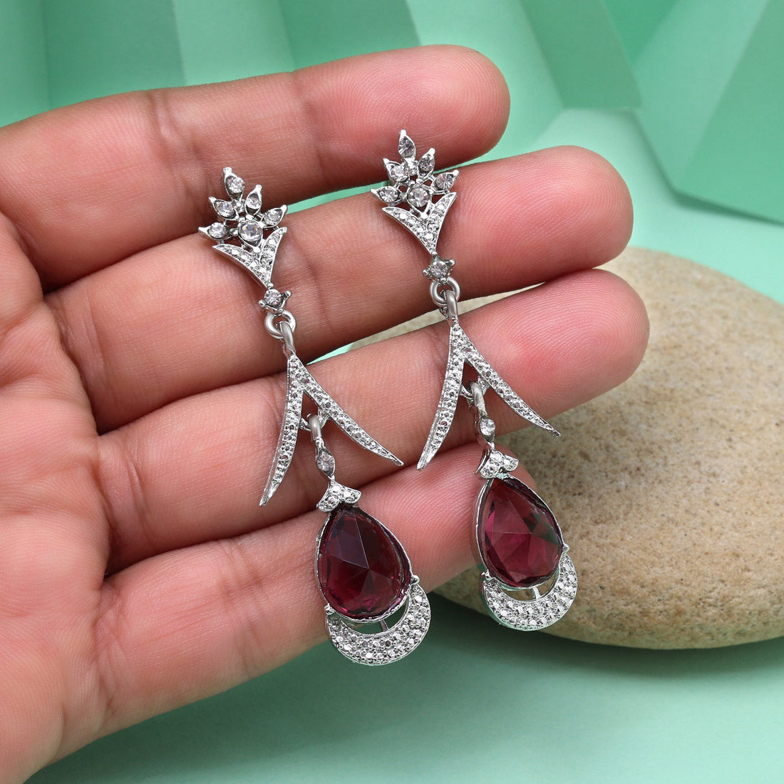 Magenta Color Fashion Earrings Perfect For Parties And Special Events