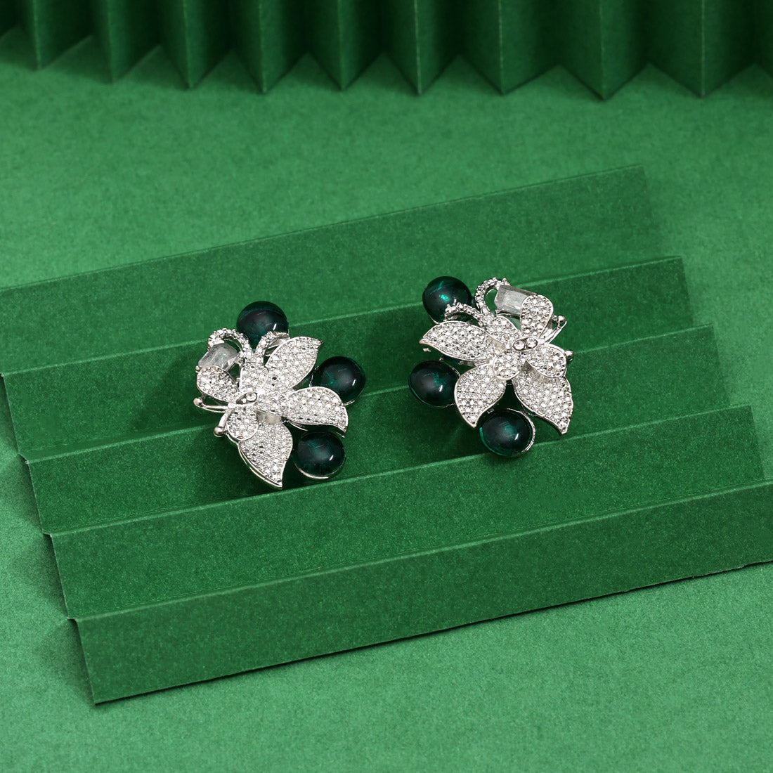 Green Color Fashion Earrings That Add Color To Monochrome Outfits