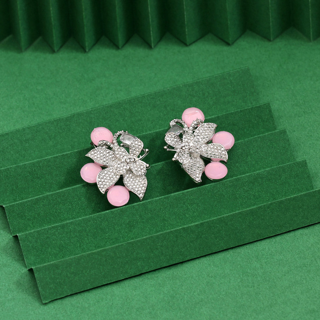 Pink Color Fashion Earrings With Soft Finish For A Romantic Look