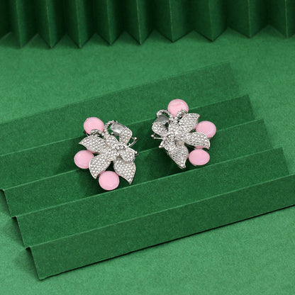 Pink Color Fashion Earrings With Soft Finish For A Romantic Look