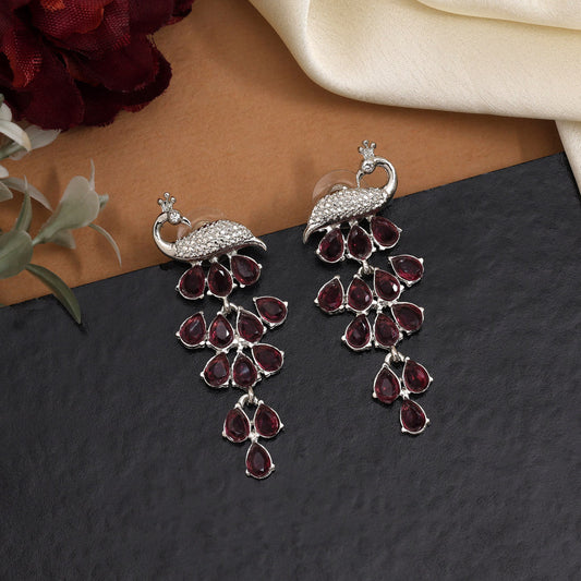 Magenta Color Fashion Earrings With Radiant Shine And Bold Design Details