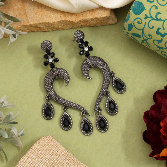Black Color Fashion Earrings To Match Both Office And Evening Wear