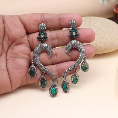 Green Color Fashion Earrings For Fresh Outdoor Events And Garden Parties